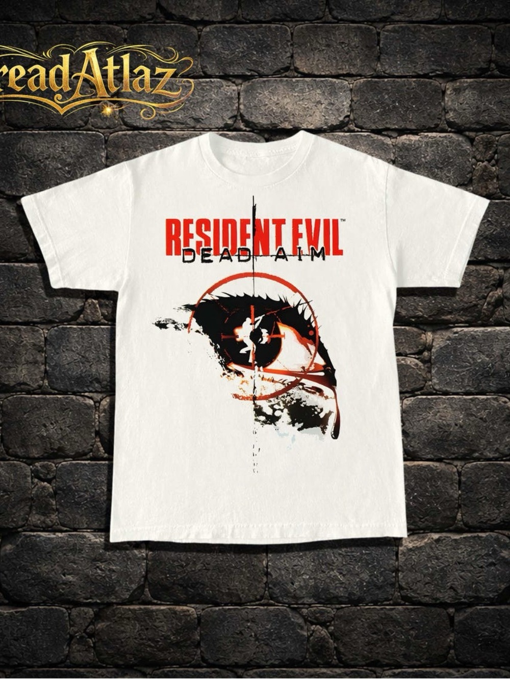 Resident Evil Dead Aim Graphic Tee - White with Red & Black Eye Graphic